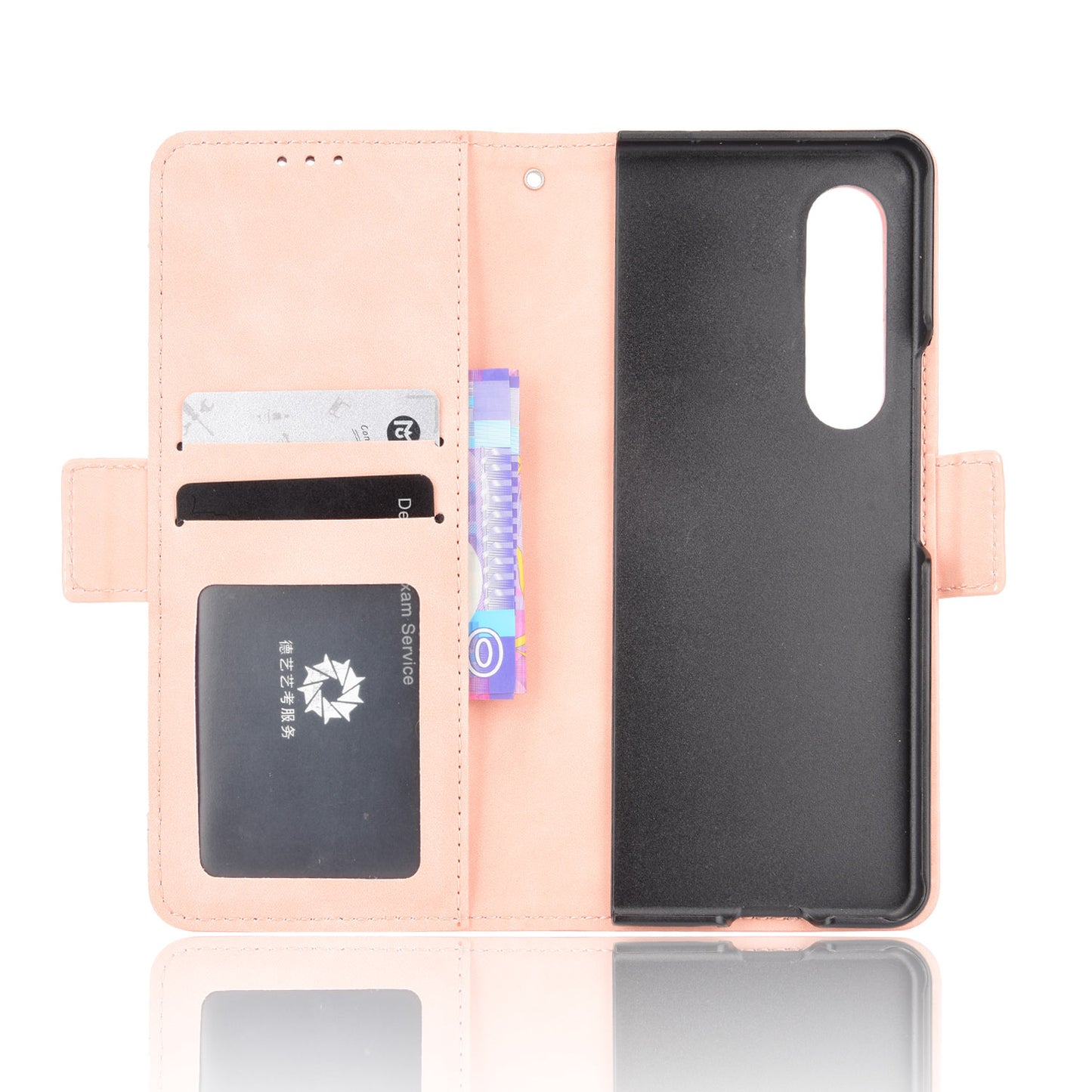 For Samsung Galaxy Z Fold3 5G Well-Protected Anti-Fall Pen Slot Phone Case PU Leather + TPU Phone Cover Multiple Card Slot Wallet Stand Design