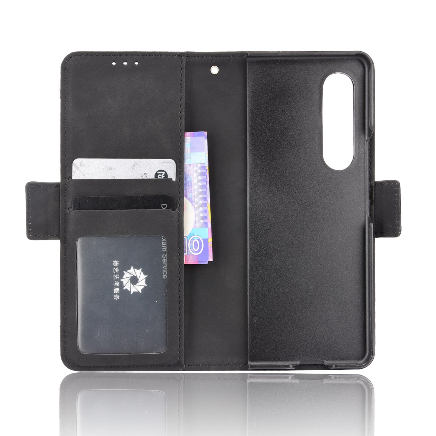 For Samsung Galaxy Z Fold3 5G Well-Protected Anti-Fall Pen Slot Phone Case PU Leather + TPU Phone Cover Multiple Card Slot Wallet Stand Design