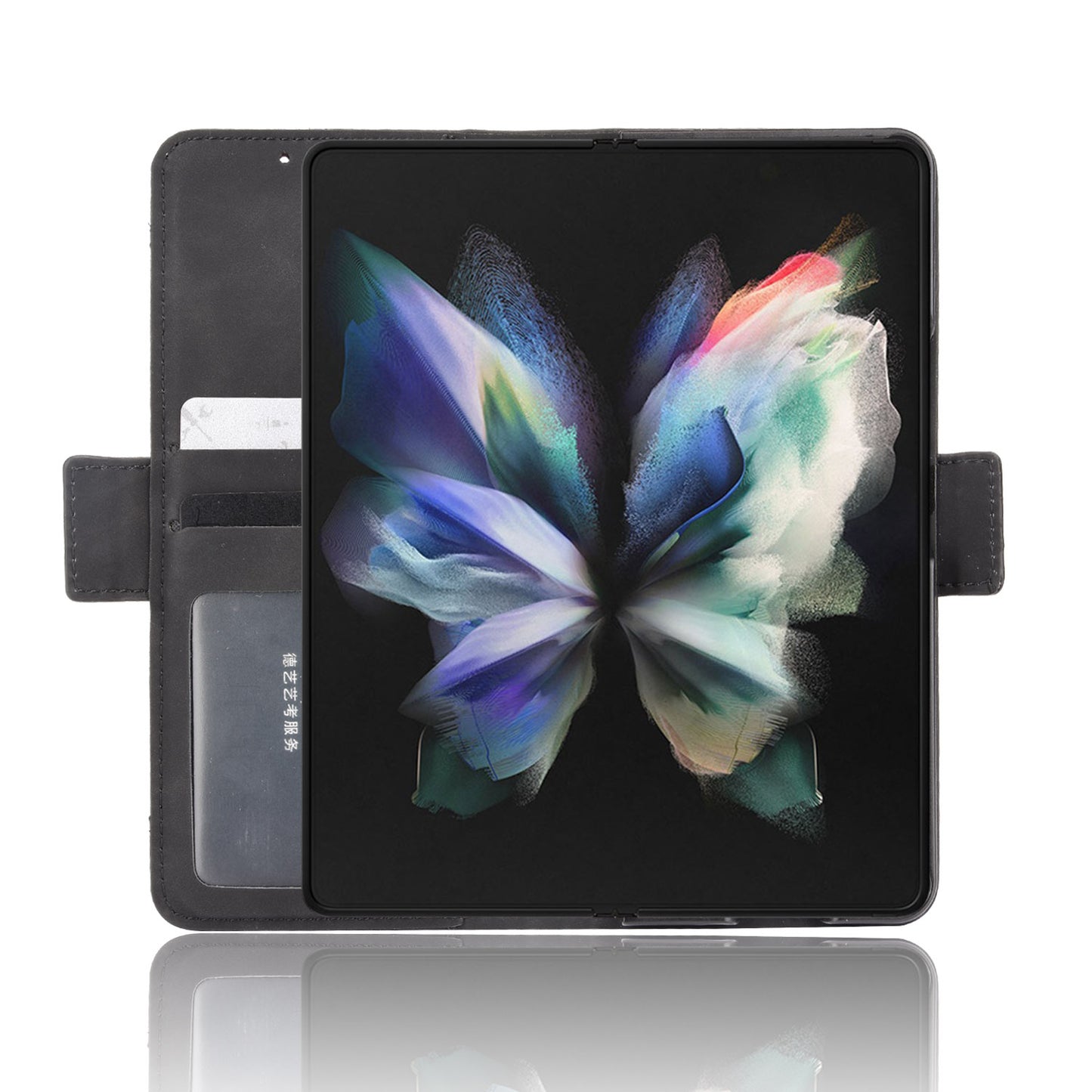 For Samsung Galaxy Z Fold3 5G Well-Protected Anti-Fall Pen Slot Phone Case PU Leather + TPU Phone Cover Multiple Card Slot Wallet Stand Design