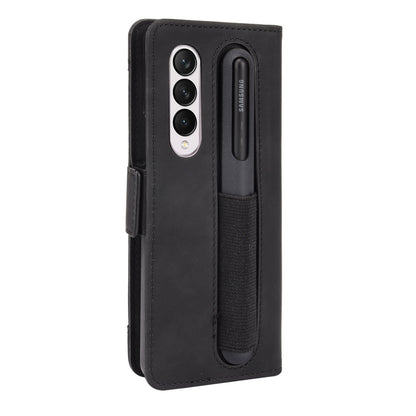 For Samsung Galaxy Z Fold3 5G Well-Protected Anti-Fall Pen Slot Phone Case PU Leather + TPU Phone Cover Multiple Card Slot Wallet Stand Design