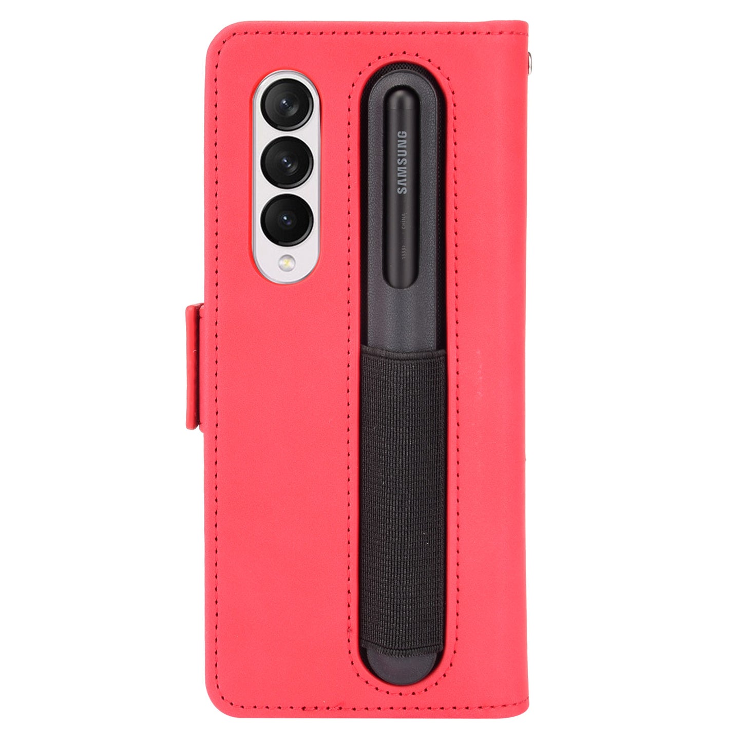 For Samsung Galaxy Z Fold3 5G Well-Protected Anti-Fall Pen Slot Phone Case PU Leather + TPU Phone Cover Multiple Card Slot Wallet Stand Design