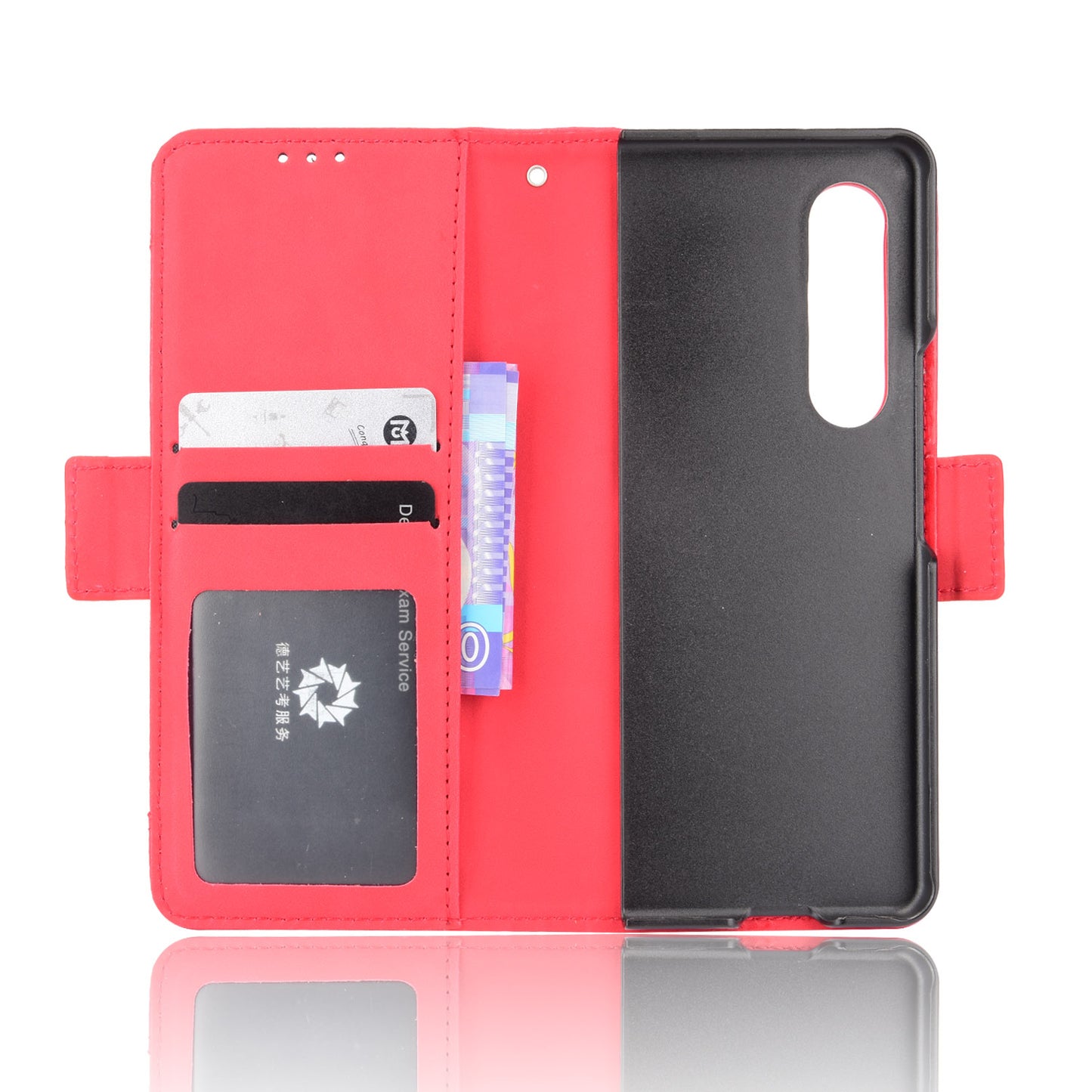 For Samsung Galaxy Z Fold3 5G Well-Protected Anti-Fall Pen Slot Phone Case PU Leather + TPU Phone Cover Multiple Card Slot Wallet Stand Design