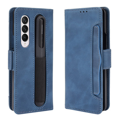 For Samsung Galaxy Z Fold3 5G Well-Protected Anti-Fall Pen Slot Phone Case PU Leather + TPU Phone Cover Multiple Card Slot Wallet Stand Design