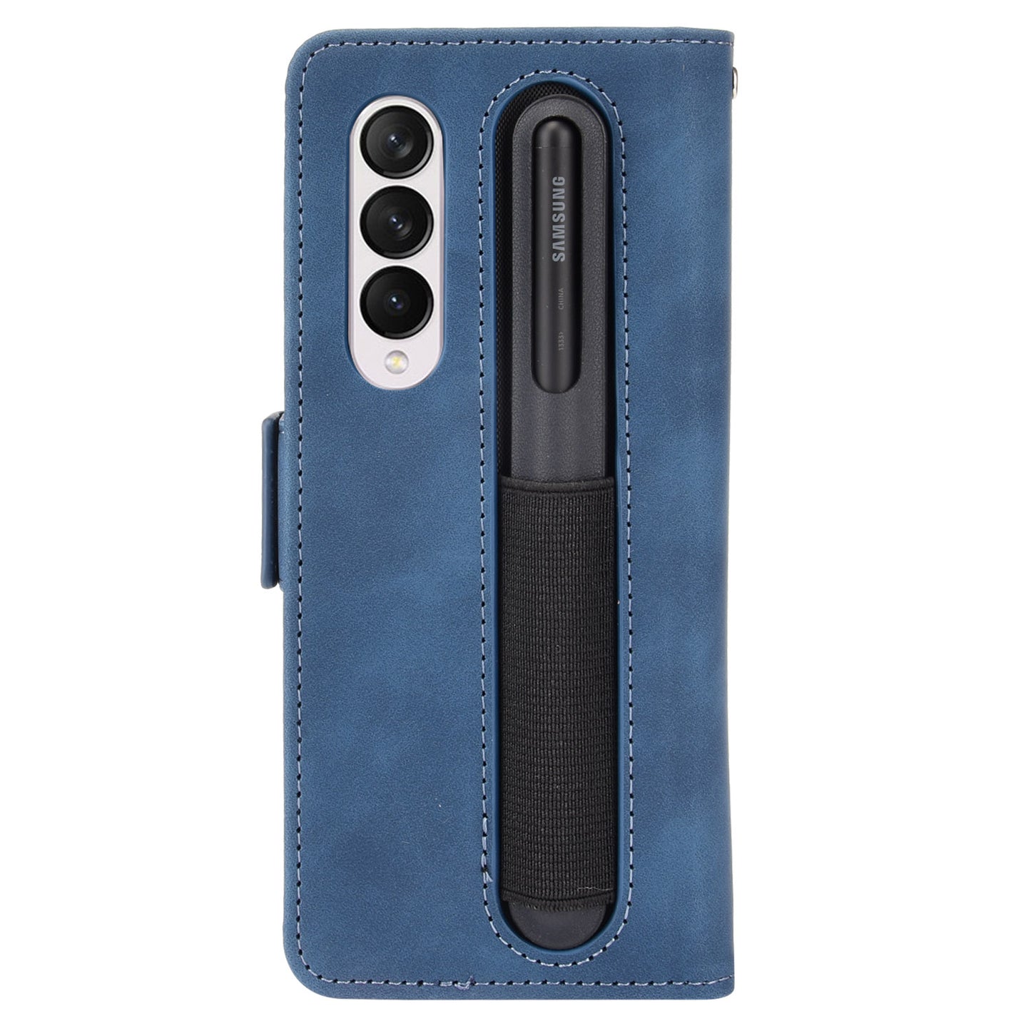 For Samsung Galaxy Z Fold3 5G Well-Protected Anti-Fall Pen Slot Phone Case PU Leather + TPU Phone Cover Multiple Card Slot Wallet Stand Design