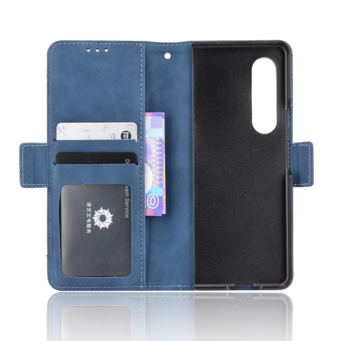 For Samsung Galaxy Z Fold3 5G Well-Protected Anti-Fall Pen Slot Phone Case PU Leather + TPU Phone Cover Multiple Card Slot Wallet Stand Design