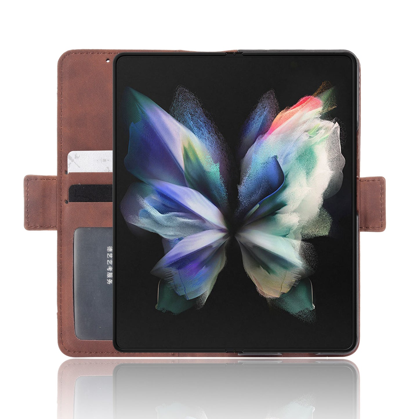For Samsung Galaxy Z Fold3 5G Well-Protected Anti-Fall Pen Slot Phone Case PU Leather + TPU Phone Cover Multiple Card Slot Wallet Stand Design