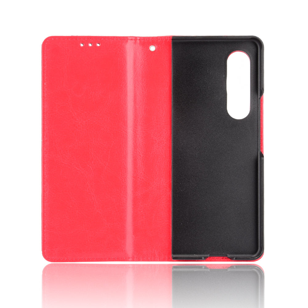 For Samsung Galaxy Z Fold3 5G Retro Textured Surface Pen Slot Shockproof Leather Phone Cover