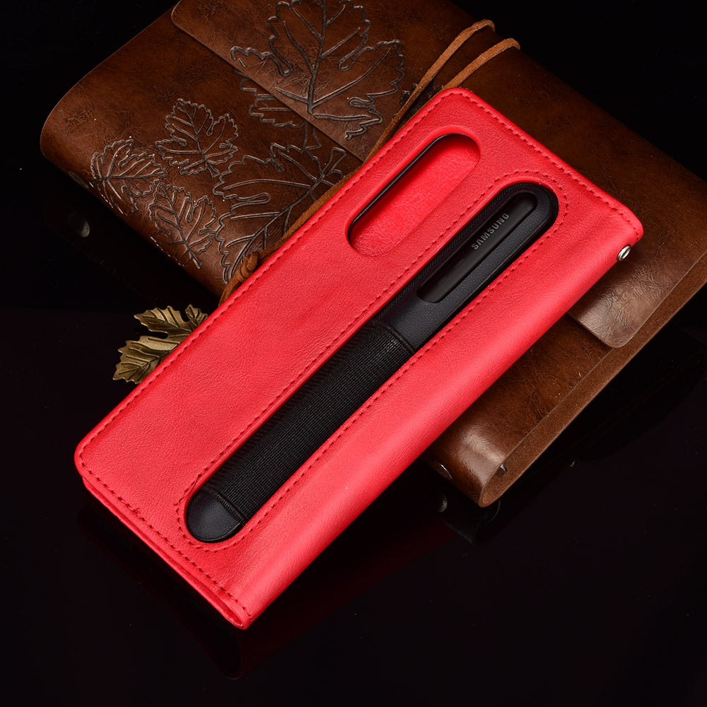 For Samsung Galaxy Z Fold3 5G Retro Textured Surface Pen Slot Shockproof Leather Phone Cover