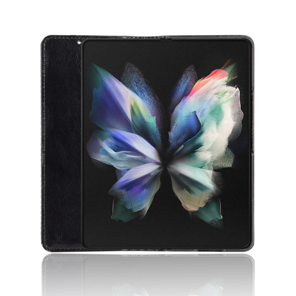 For Samsung Galaxy Z Fold3 5G Retro Textured Surface Pen Slot Shockproof Leather Phone Cover