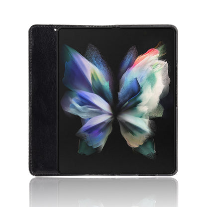 For Samsung Galaxy Z Fold3 5G Retro Textured Surface Pen Slot Shockproof Leather Phone Cover
