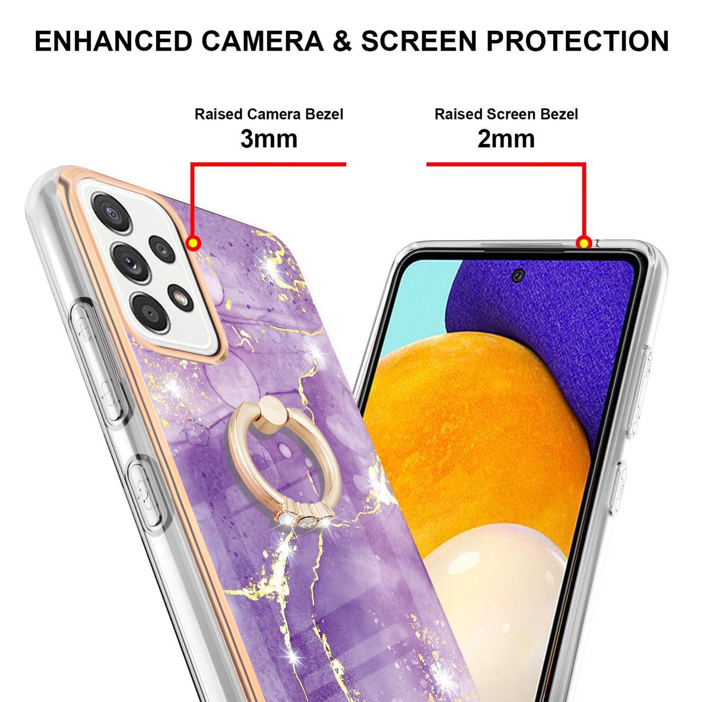 Anti-Yellowing IML IMD Marble Pattern Flexible TPU Cover Electroplating Phone Case with Kickstand for Samsung Galaxy A52 4G/5G/A52s 5G