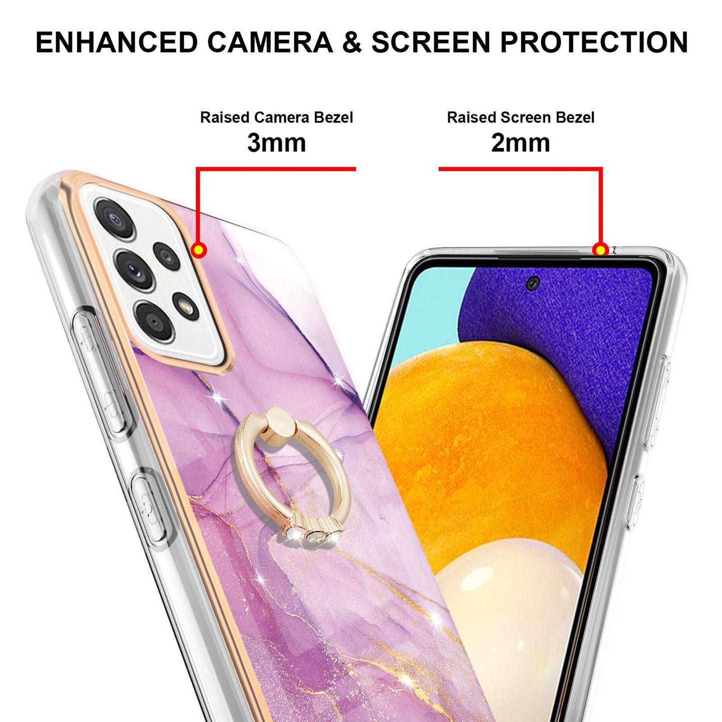 Anti-Yellowing IML IMD Marble Pattern Flexible TPU Cover Electroplating Phone Case with Kickstand for Samsung Galaxy A52 4G/5G/A52s 5G