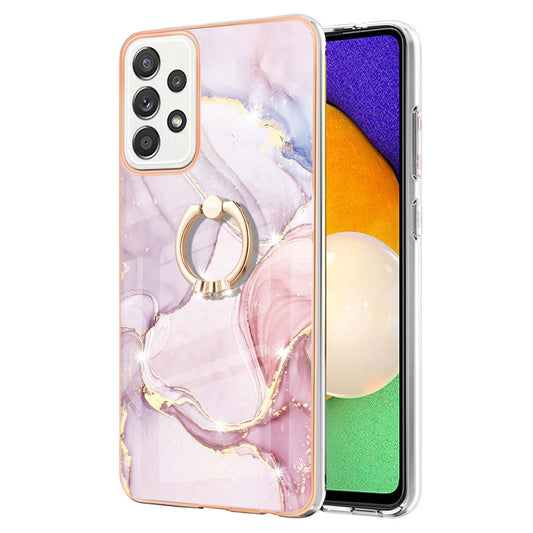 Anti-Yellowing IML IMD Marble Pattern Flexible TPU Cover Electroplating Phone Case with Kickstand for Samsung Galaxy A52 4G/5G/A52s 5G