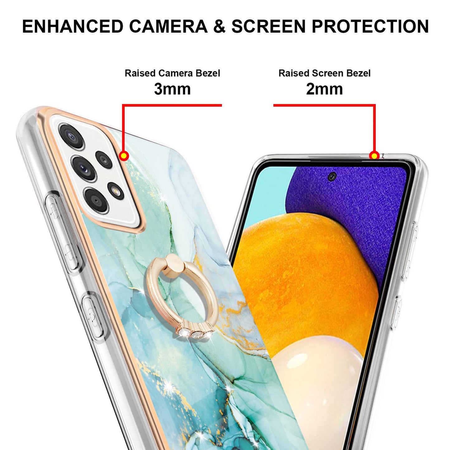 Anti-Yellowing IML IMD Marble Pattern Flexible TPU Cover Electroplating Phone Case with Kickstand for Samsung Galaxy A52 4G/5G/A52s 5G
