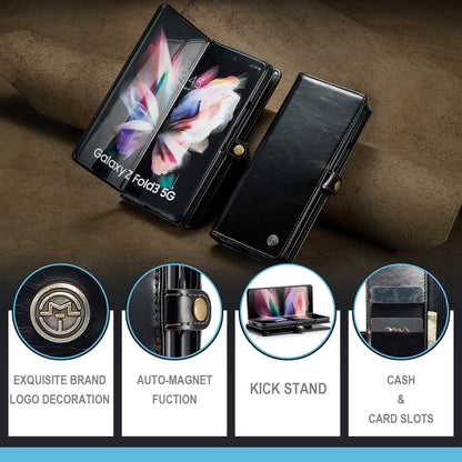 CASEME 003 Series Waxy Texture Magnetic Closure Wallet Leather Phone Stand Cover Case for Samsung Galaxy Z Fold3 5G