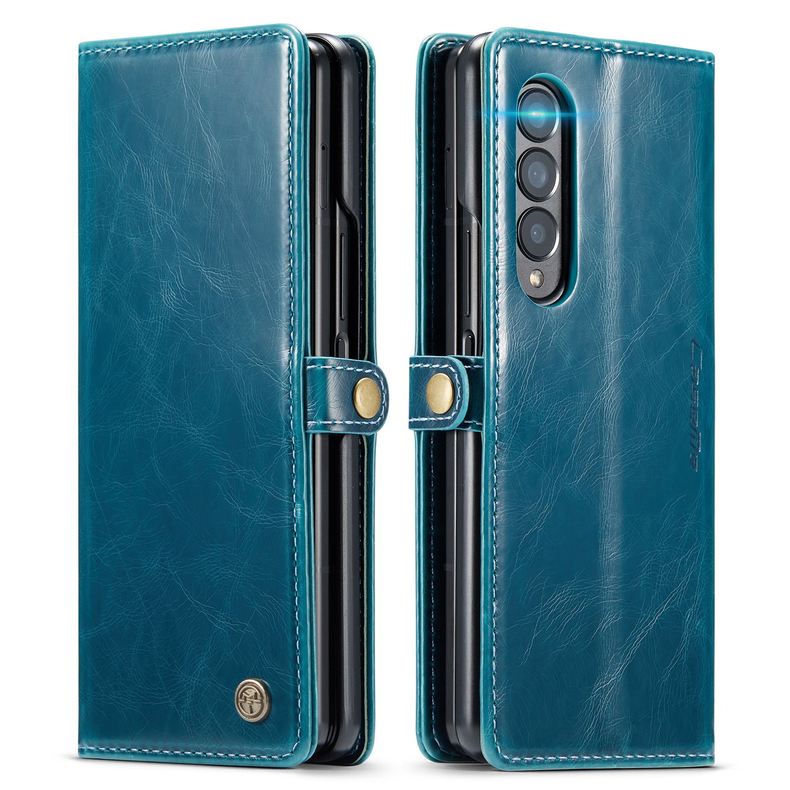 CASEME 003 Series Waxy Texture Magnetic Closure Wallet Leather Phone Stand Cover Case for Samsung Galaxy Z Fold3 5G