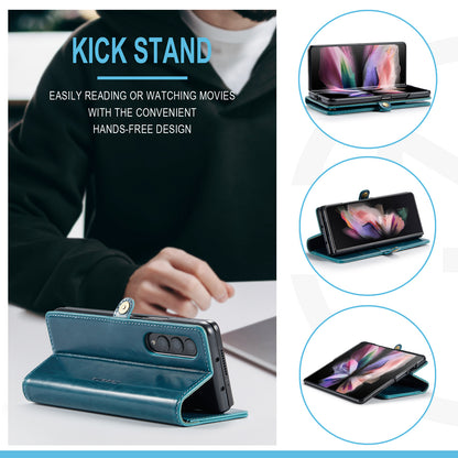 CASEME 003 Series Waxy Texture Magnetic Closure Wallet Leather Phone Stand Cover Case for Samsung Galaxy Z Fold3 5G