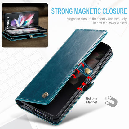 CASEME 003 Series Waxy Texture Magnetic Closure Wallet Leather Phone Stand Cover Case for Samsung Galaxy Z Fold3 5G