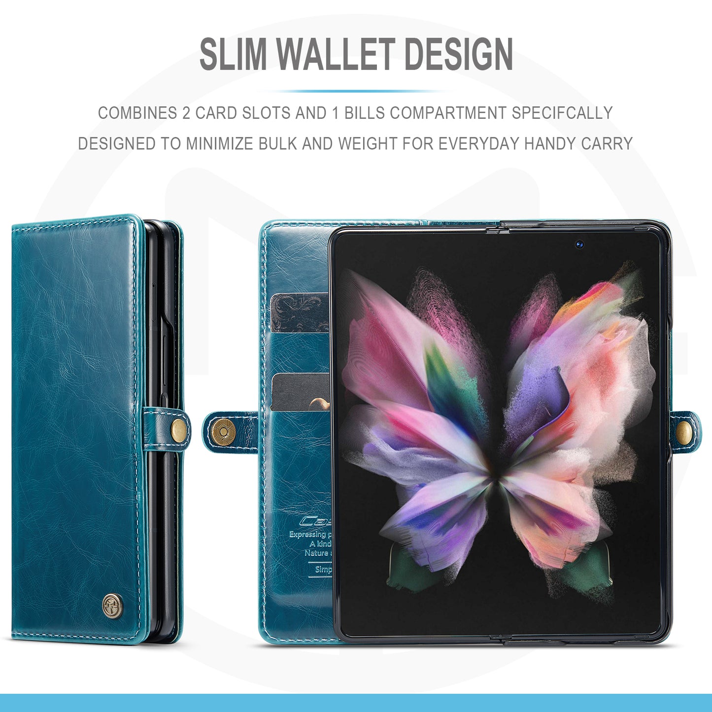 CASEME 003 Series Waxy Texture Magnetic Closure Wallet Leather Phone Stand Cover Case for Samsung Galaxy Z Fold3 5G