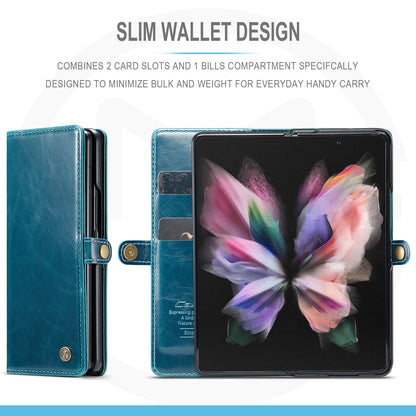 CASEME 003 Series Waxy Texture Magnetic Closure Wallet Leather Phone Stand Cover Case for Samsung Galaxy Z Fold3 5G