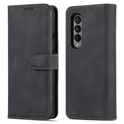 AZNS PU Leather Magnetic Clasp Closure Well-Protected Shockproof Phone Case with Stand Wallet for Samsung Galaxy Z Fold3 5G