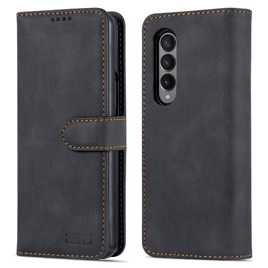 AZNS PU Leather Magnetic Clasp Closure Well-Protected Shockproof Phone Case with Stand Wallet for Samsung Galaxy Z Fold3 5G