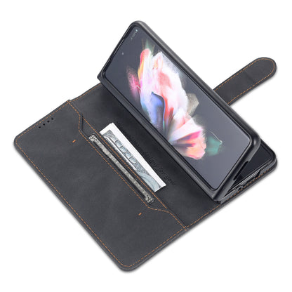 AZNS PU Leather Magnetic Clasp Closure Well-Protected Shockproof Phone Case with Stand Wallet for Samsung Galaxy Z Fold3 5G