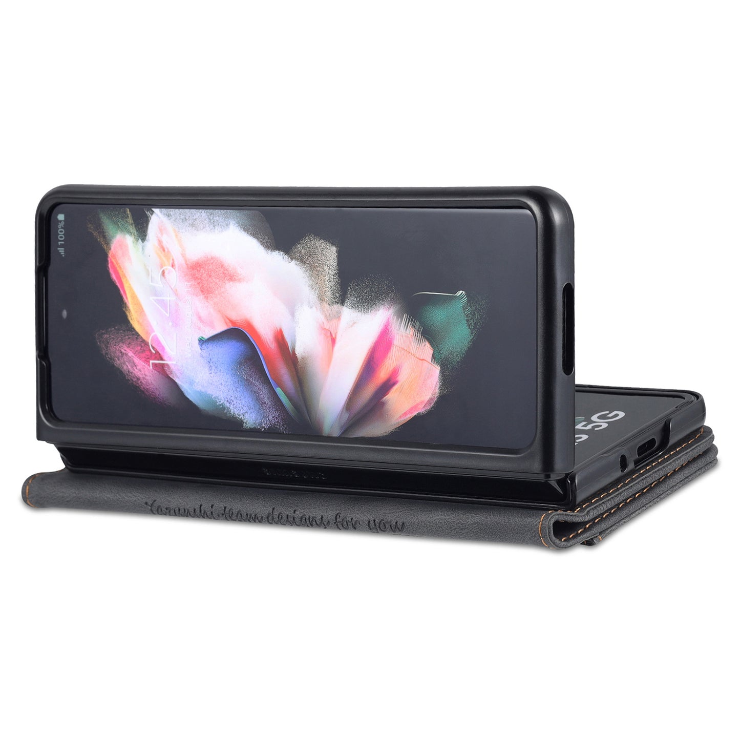 AZNS PU Leather Magnetic Clasp Closure Well-Protected Shockproof Phone Case with Stand Wallet for Samsung Galaxy Z Fold3 5G