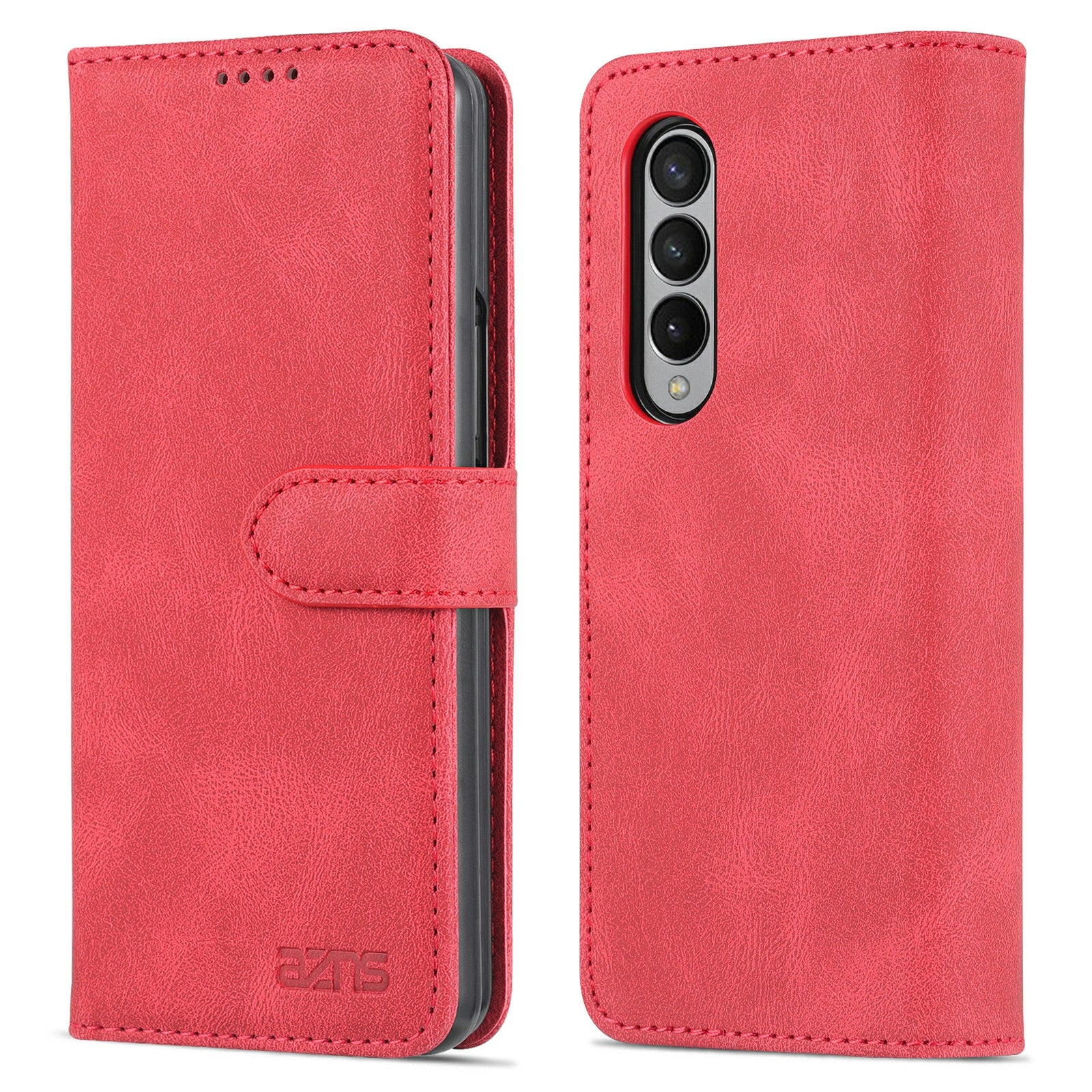 AZNS PU Leather Magnetic Clasp Closure Well-Protected Shockproof Phone Case with Stand Wallet for Samsung Galaxy Z Fold3 5G