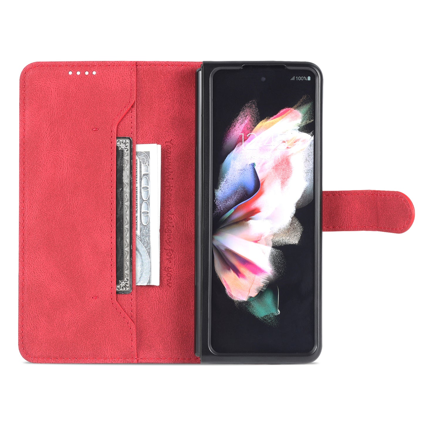 AZNS PU Leather Magnetic Clasp Closure Well-Protected Shockproof Phone Case with Stand Wallet for Samsung Galaxy Z Fold3 5G