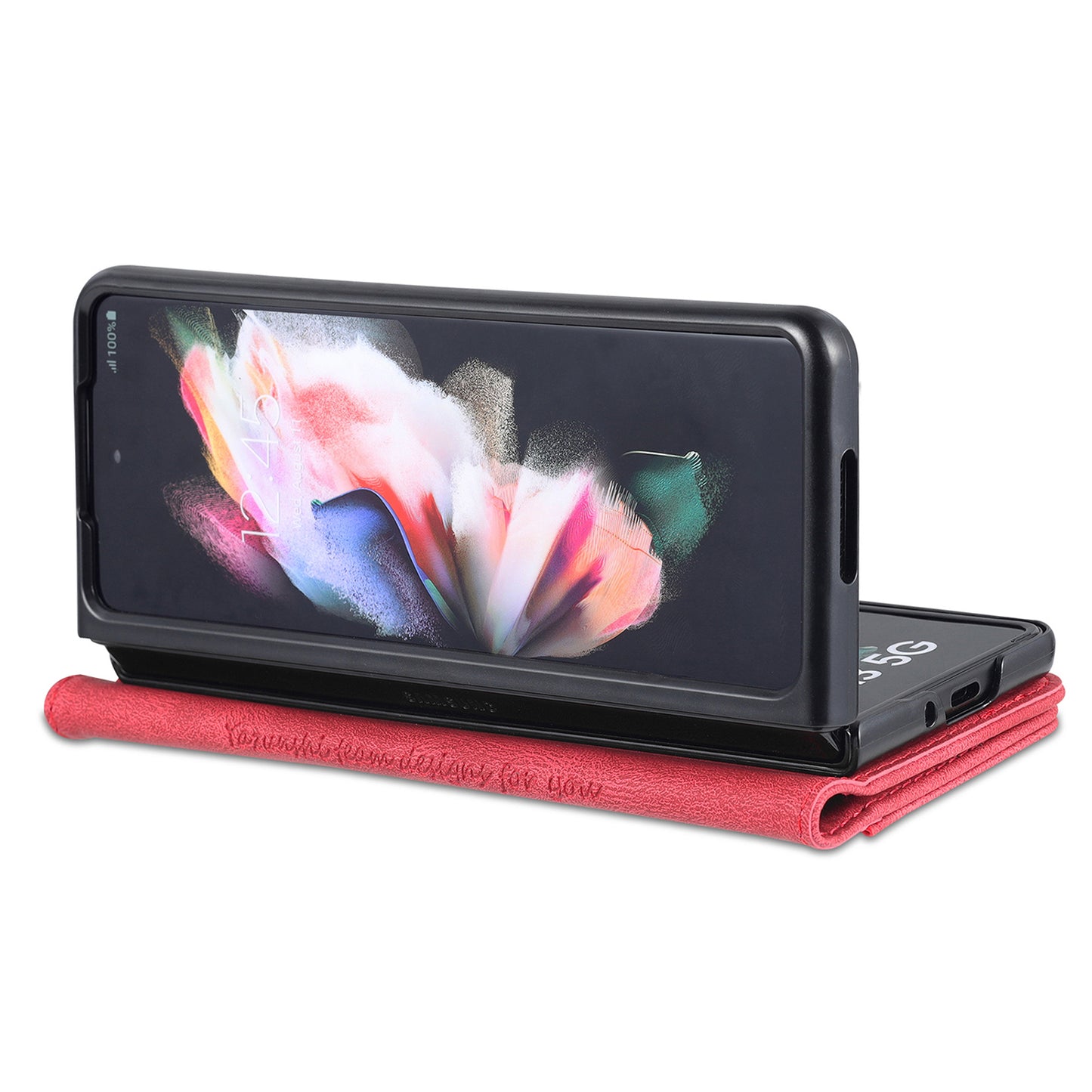 AZNS PU Leather Magnetic Clasp Closure Well-Protected Shockproof Phone Case with Stand Wallet for Samsung Galaxy Z Fold3 5G
