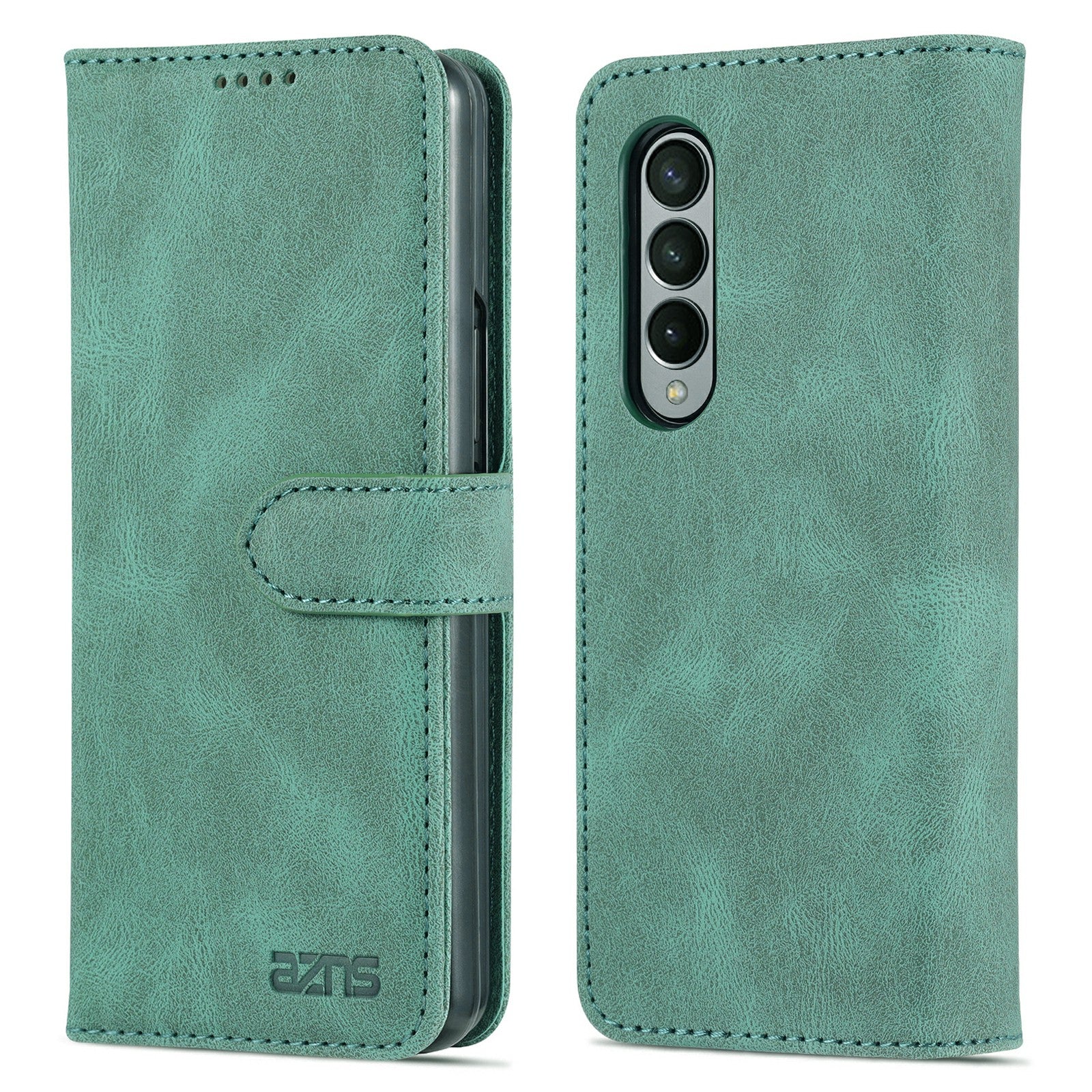 AZNS PU Leather Magnetic Clasp Closure Well-Protected Shockproof Phone Case with Stand Wallet for Samsung Galaxy Z Fold3 5G