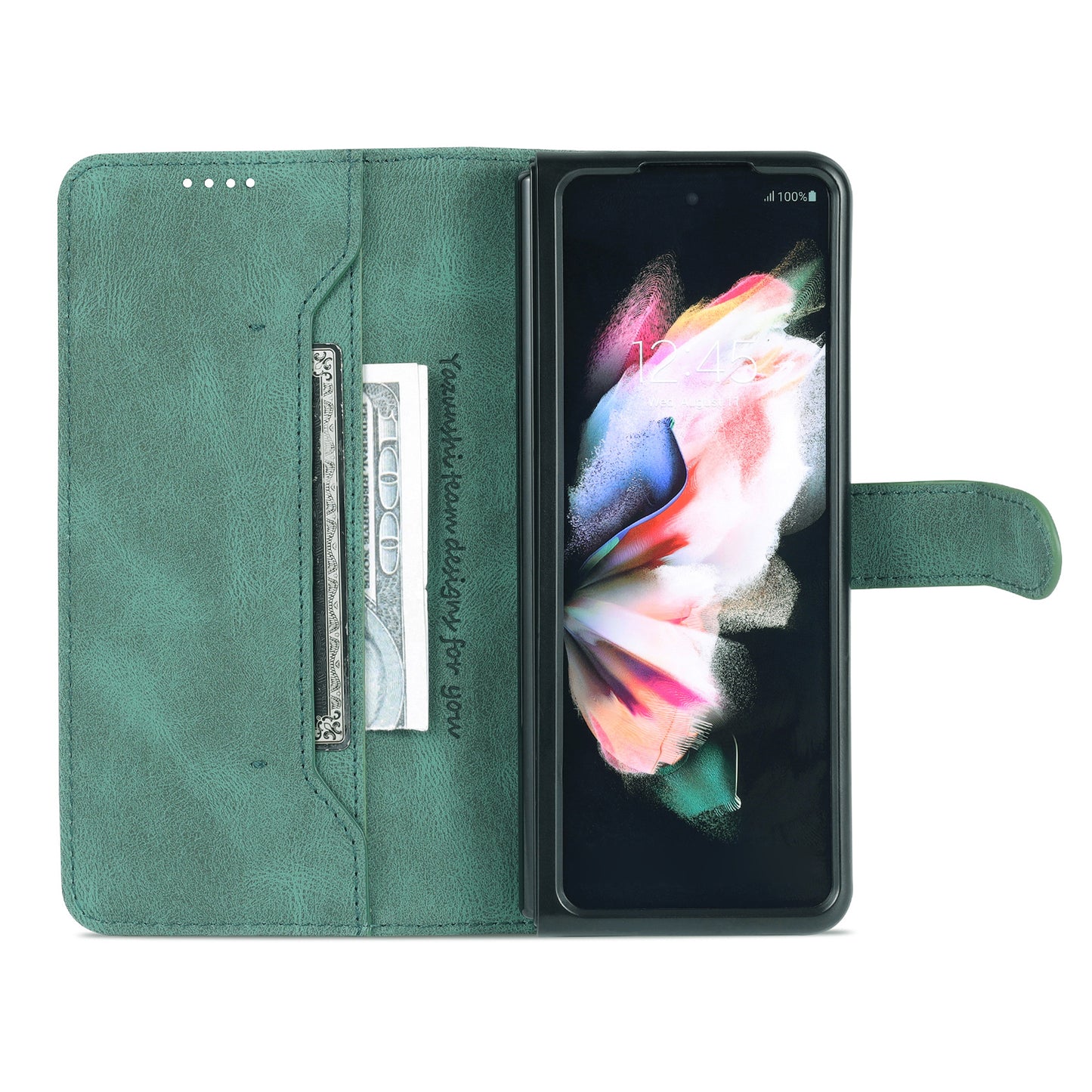 AZNS PU Leather Magnetic Clasp Closure Well-Protected Shockproof Phone Case with Stand Wallet for Samsung Galaxy Z Fold3 5G