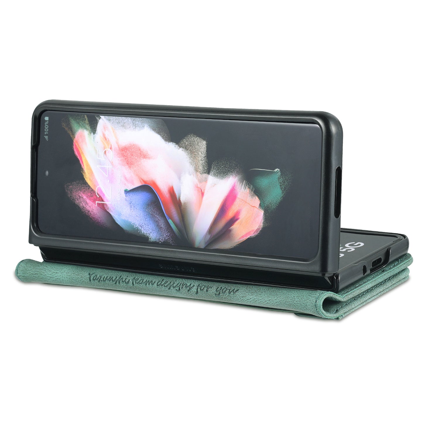 AZNS PU Leather Magnetic Clasp Closure Well-Protected Shockproof Phone Case with Stand Wallet for Samsung Galaxy Z Fold3 5G