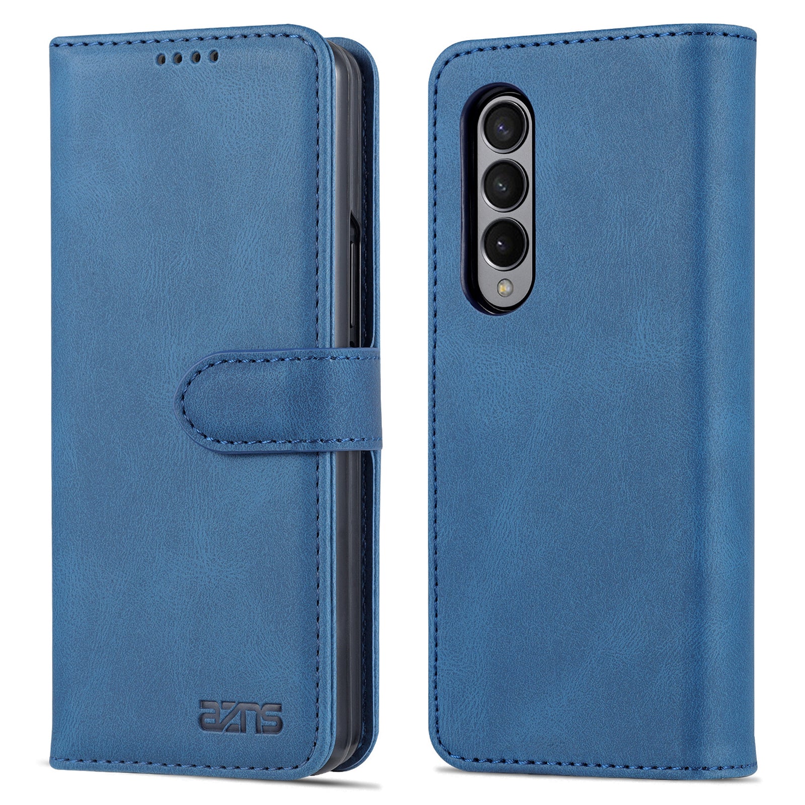 AZNS PU Leather Magnetic Clasp Closure Well-Protected Shockproof Phone Case with Stand Wallet for Samsung Galaxy Z Fold3 5G