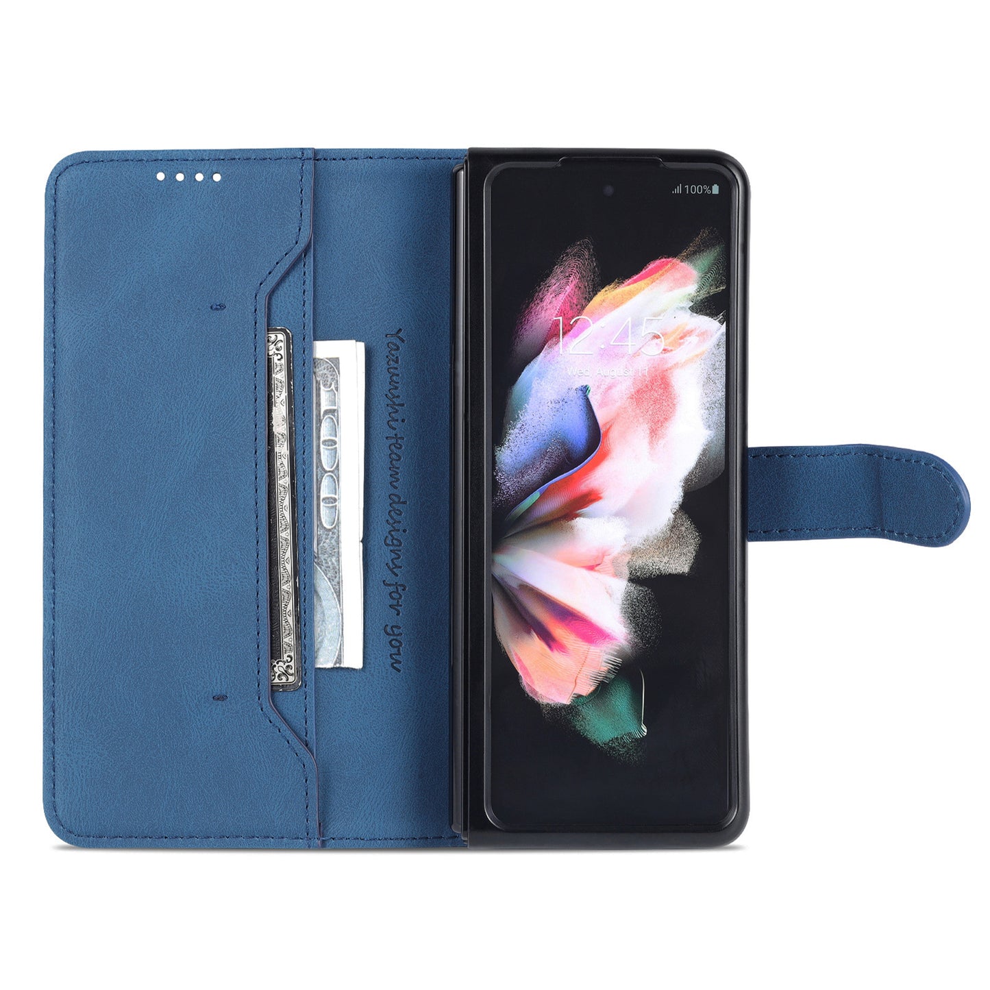 AZNS PU Leather Magnetic Clasp Closure Well-Protected Shockproof Phone Case with Stand Wallet for Samsung Galaxy Z Fold3 5G