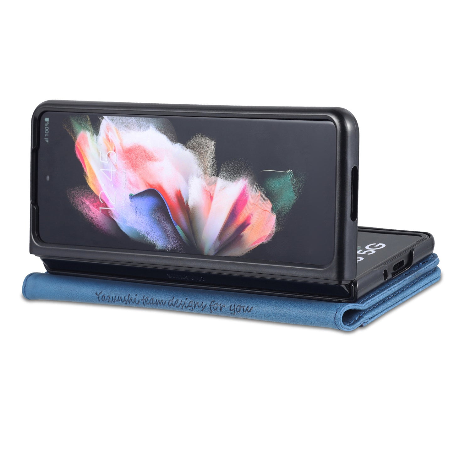 AZNS PU Leather Magnetic Clasp Closure Well-Protected Shockproof Phone Case with Stand Wallet for Samsung Galaxy Z Fold3 5G