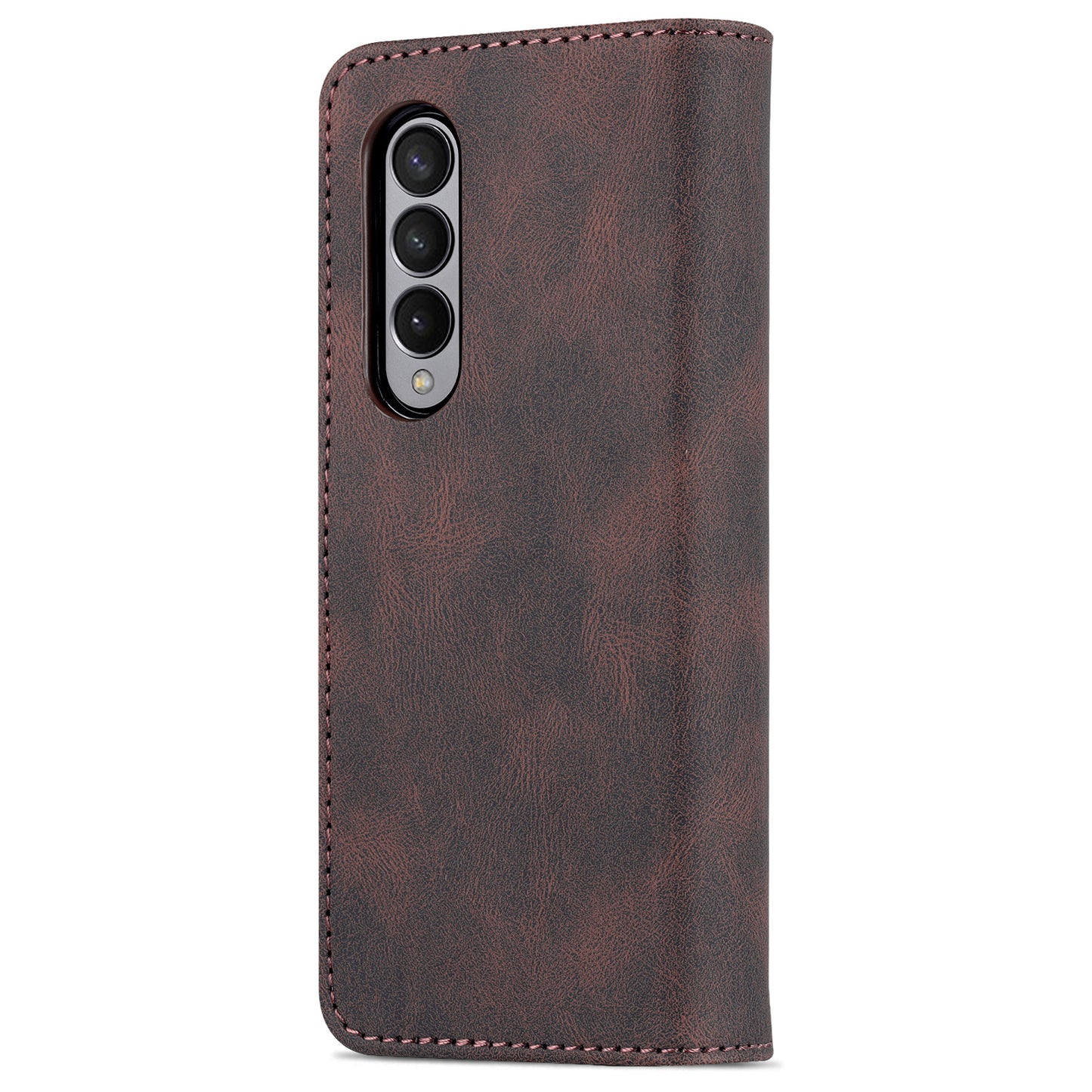 AZNS PU Leather Magnetic Clasp Closure Well-Protected Shockproof Phone Case with Stand Wallet for Samsung Galaxy Z Fold3 5G