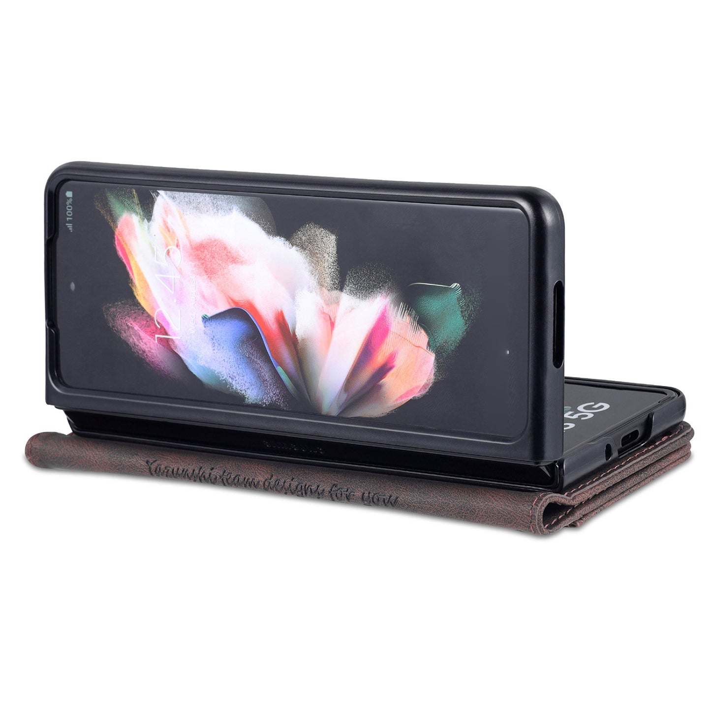 AZNS PU Leather Magnetic Clasp Closure Well-Protected Shockproof Phone Case with Stand Wallet for Samsung Galaxy Z Fold3 5G