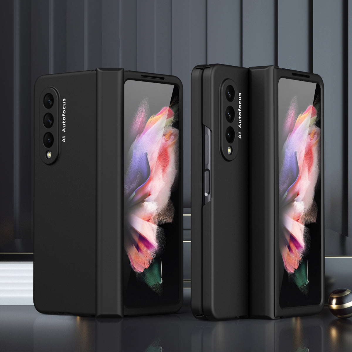 Hard PC Phone Flip Case Cover with Glass Screen Protector for Samsung Galaxy Z Fold3 5G