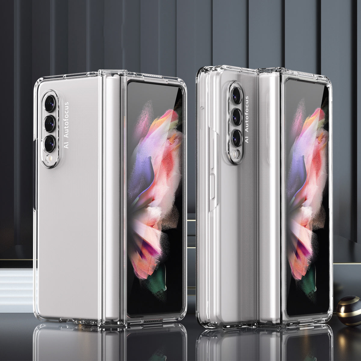 Hard PC Phone Flip Case Cover with Glass Screen Protector for Samsung Galaxy Z Fold3 5G