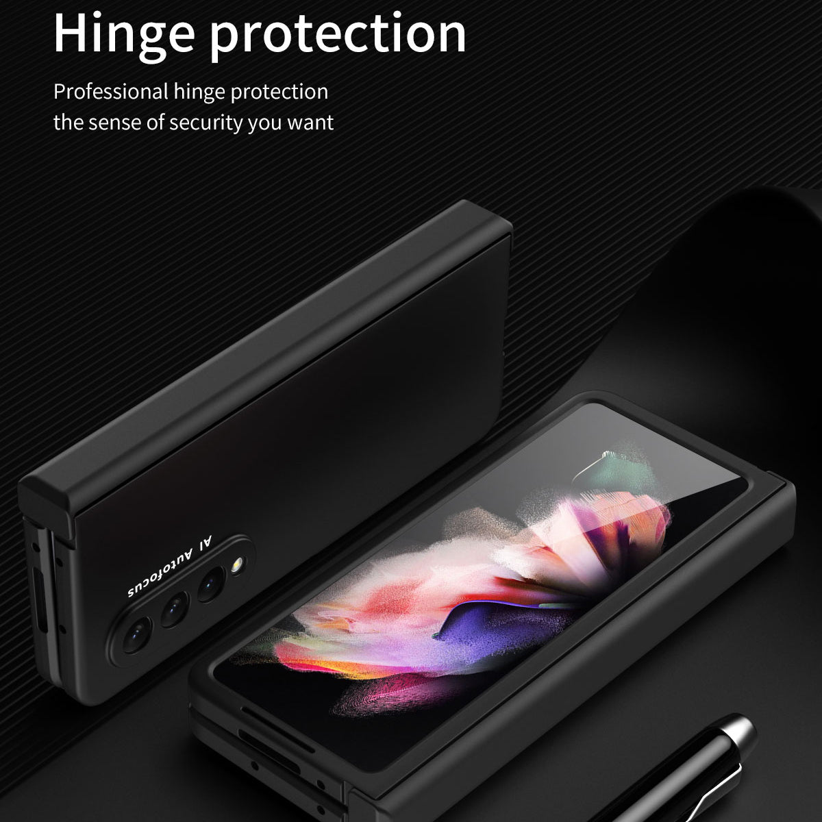 Hard PC Phone Flip Case Cover with Glass Screen Protector for Samsung Galaxy Z Fold3 5G