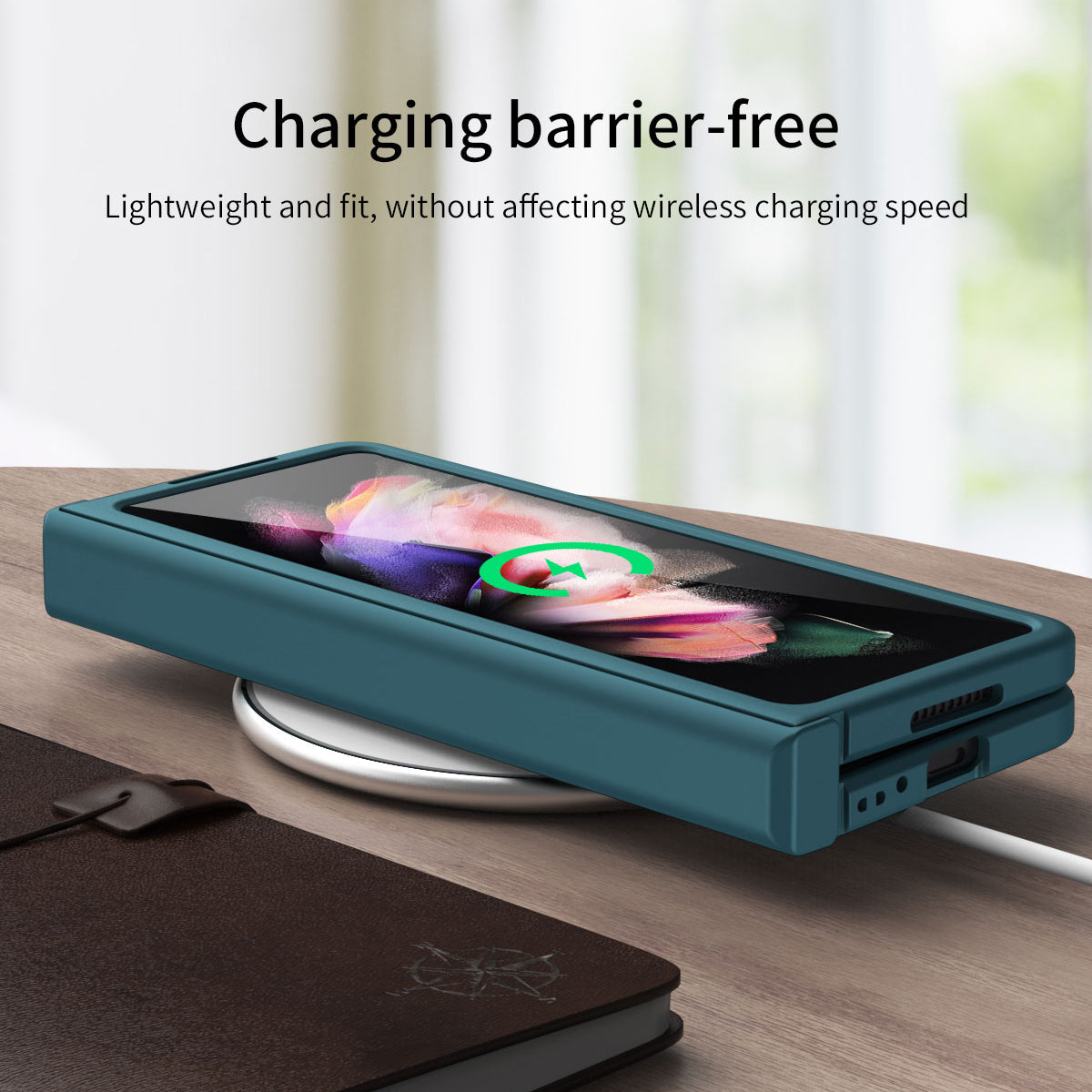 Hard PC Phone Flip Case Cover with Glass Screen Protector for Samsung Galaxy Z Fold3 5G