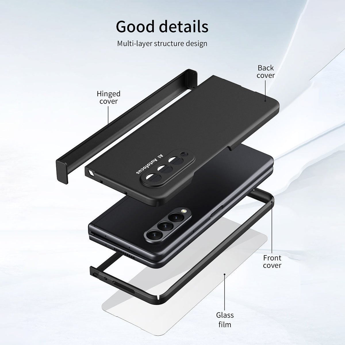 Hard PC Phone Flip Case Cover with Glass Screen Protector for Samsung Galaxy Z Fold3 5G