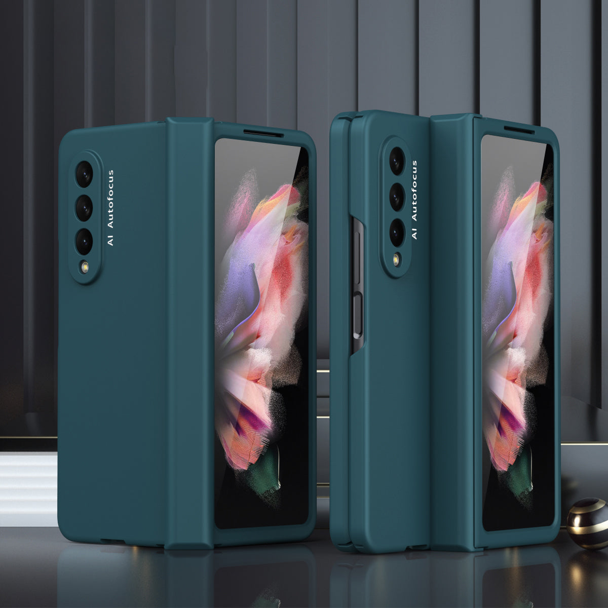Hard PC Phone Flip Case Cover with Glass Screen Protector for Samsung Galaxy Z Fold3 5G
