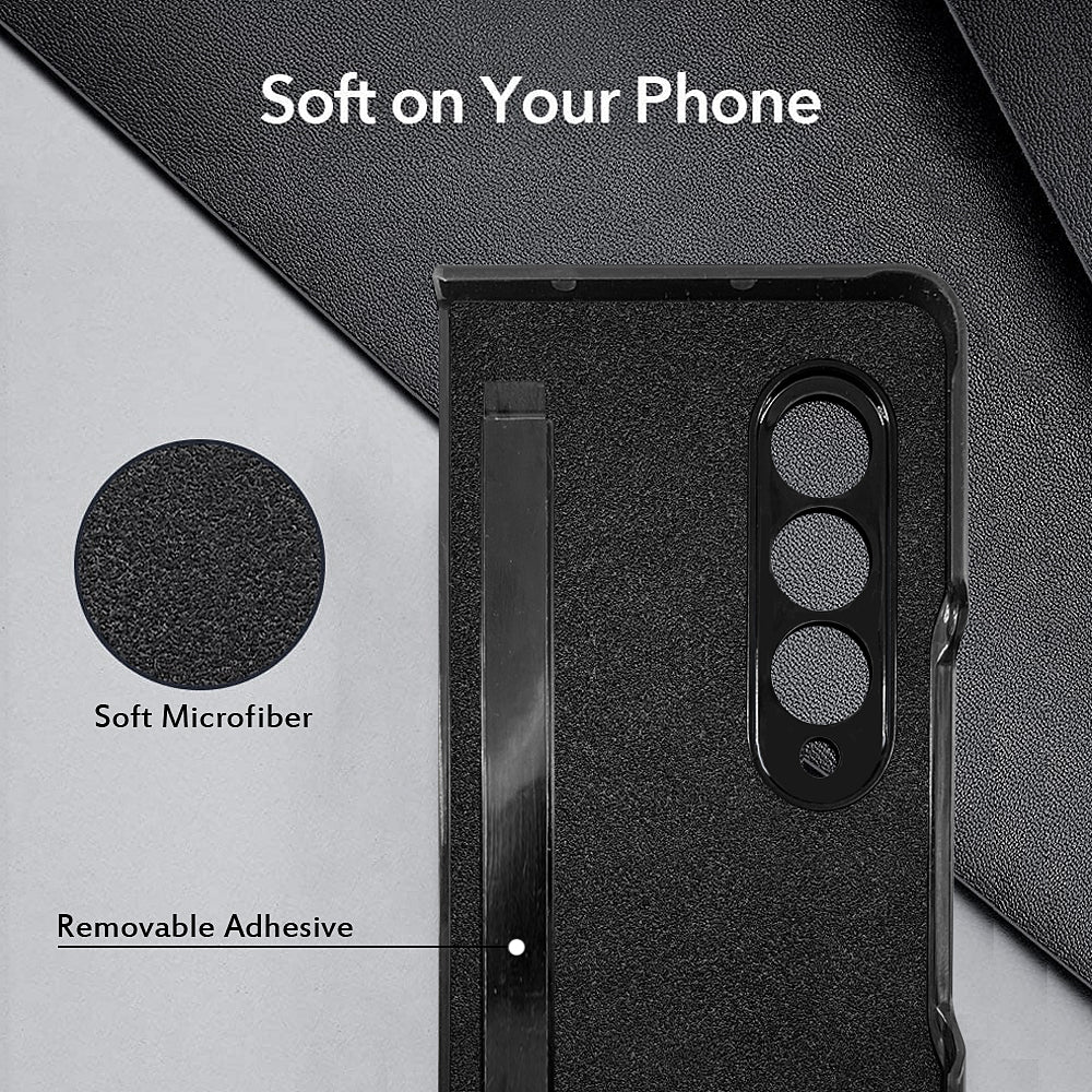 Soft Microfiber Lining Litchi Texture Dual Card Slots Design PU Leather + PC Hybrid Phone Case for Samsung Galaxy Z Fold3 5G