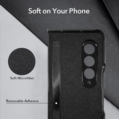 Soft Microfiber Lining Litchi Texture Dual Card Slots Design PU Leather + PC Hybrid Phone Case for Samsung Galaxy Z Fold3 5G