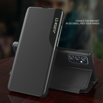 Smart View Window Stand PU Leather Folio Protective Magnetic Closure Flip Cover for Samsung Galaxy M52 5G