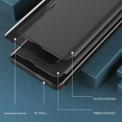 Smart View Window Stand PU Leather Folio Protective Magnetic Closure Flip Cover for Samsung Galaxy M52 5G