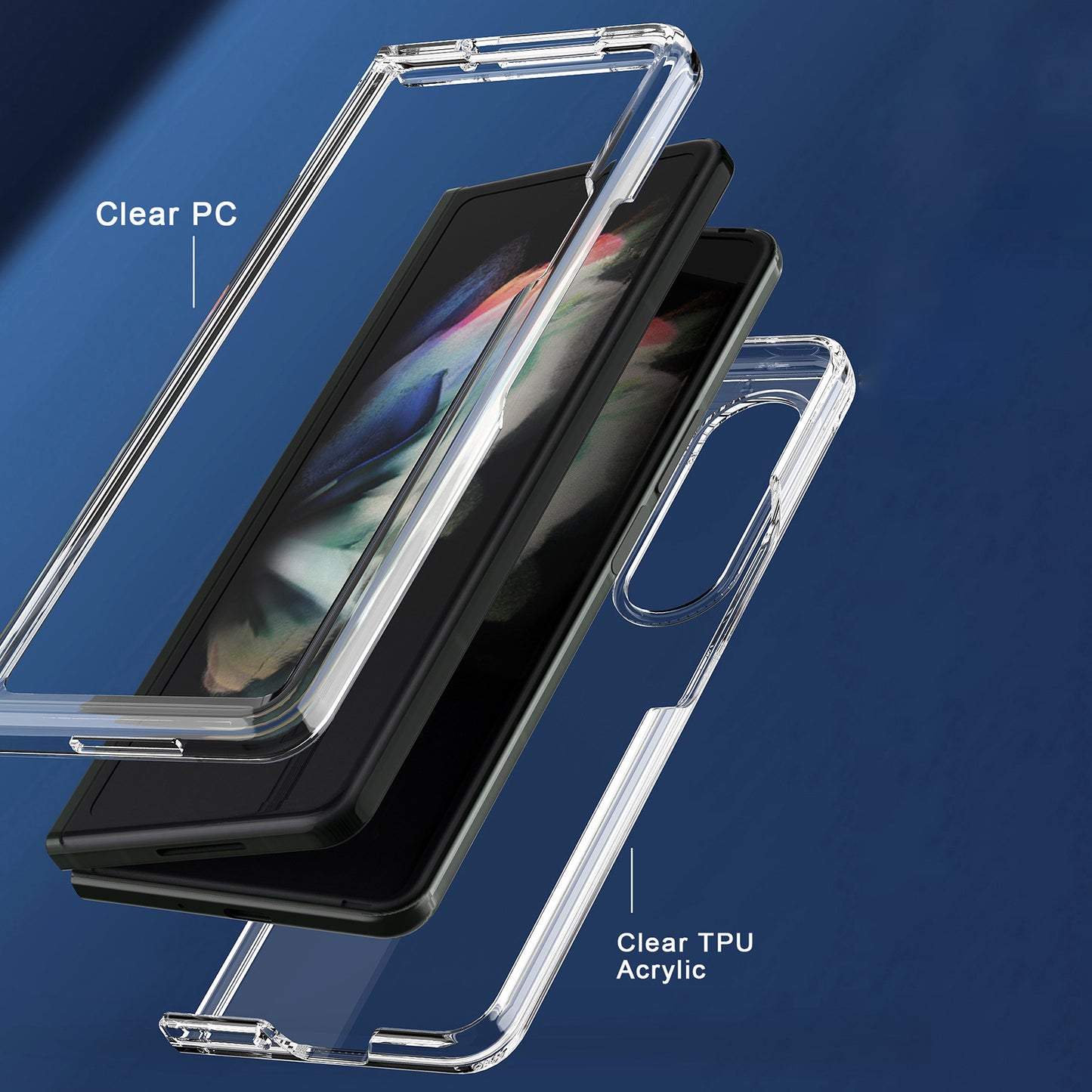 Foldable Anti-drop Scratch-resistant Light Slim TPU + Acrylic Phone Case Cover for Samsung Galaxy Z Fold3 5G